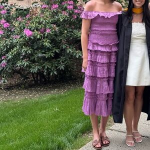 Sea New York Purple Tiered Midi Dress